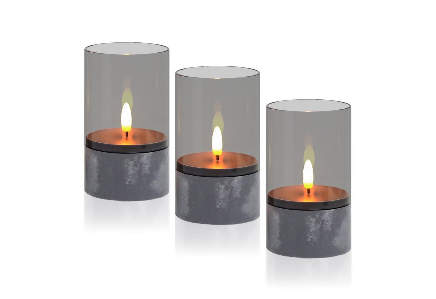 kisidus LED-Kerze Flammenlose LED Kerzen (realistische flackernde Kerzen 3D-Docht, 3er Set, Ø 7.5cm x 12.5cm), Festliche Kerzen für Schlafzimmer, Badezimme, Weihnachten Deko von kisidus
