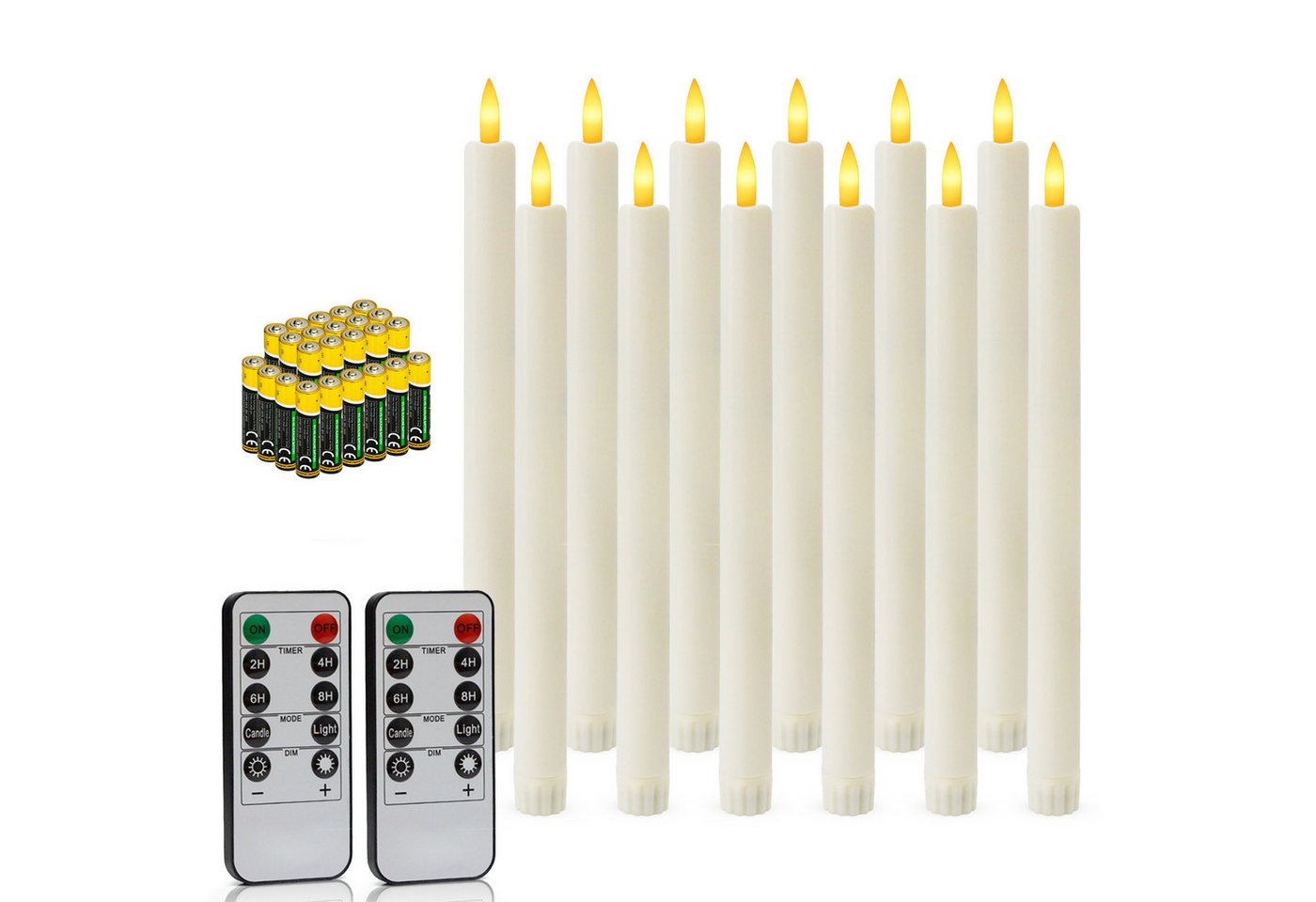 kisidus LED-Kerze LED Stabkerzen 12pcs mit Fernbedienung (Flammenlose Tafelkerzen mit Timerfunktion, Weihnachtskerzen Batteriebetrieben), für Weihnachten, Heimdekoration von kisidus