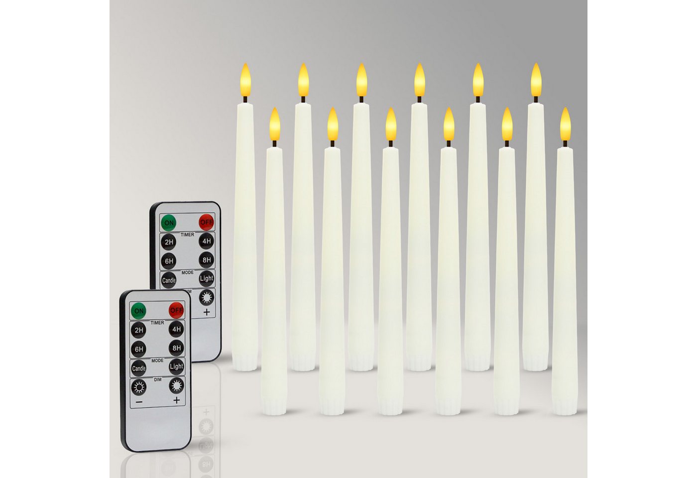 kisidus LED-Kerze LED Stabkerzen mit Fernbedienung (Flammenlose Tafelkerzen mit Timerfunktion, 12-tlg., 3D Docht), LED Kerzen Perfect für Weihnachten, Heimdekoration von kisidus