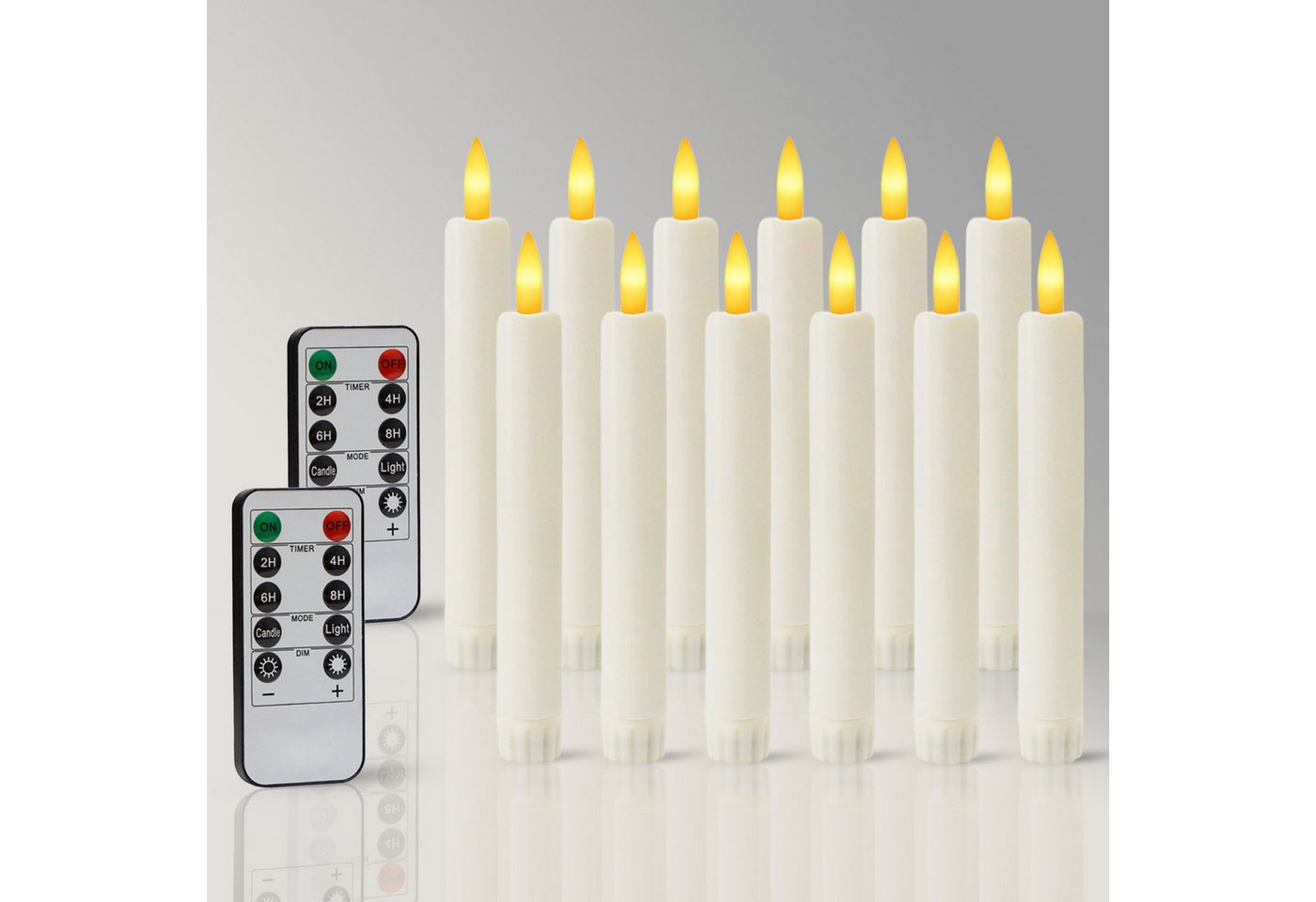 kisidus LED-Kerze LED Stabkerzen mit Fernbedienung (Flammenlose Tafelkerzen mit Timerfunktion, 12-tlg., 3D Docht), LED Kerzen Perfect für Weihnachten, Streifenmuster, Warmweiß von kisidus