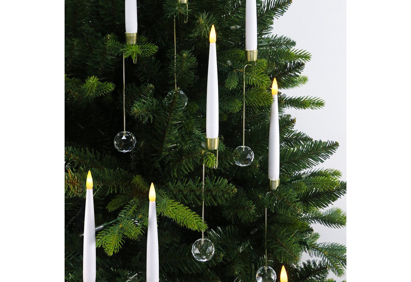 kisidus LED-Kerze LED-Stabkerzen mit Kristallkugel Haken, 12 pcs, mit Fernbedienung (Flammenlose Tafelkerzen mit Timerfunktion), für Weihnachten, Heimdekoration von kisidus