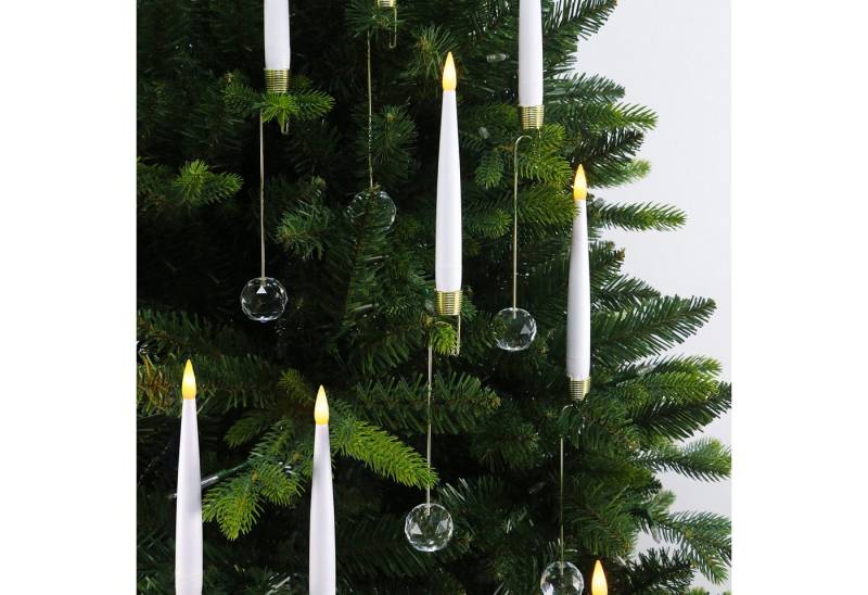 kisidus LED-Kerze LED-Stabkerzen mit Kristallkugel Haken, 12 pcs, mit Fernbedienung (Flammenlose Tafelkerzen mit Timerfunktion), für Weihnachten, Heimdekoration von kisidus