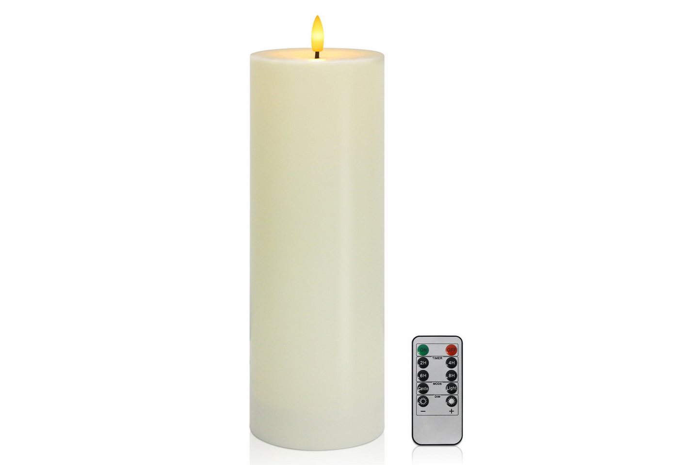 kisidus LED-Kerze Wasserdichte flammenlose LED-Kerzen aus Kunststoff (mit Fernbedienung und Timerfunktion, 1-tlg., Ø 10 cm x 30 cm Flammenlose Flackernde Säulenkerzen), Batterie Outdoor Stumpenkerzen von kisidus