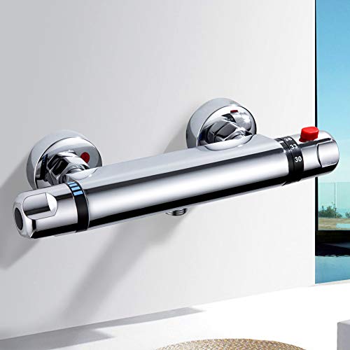kisimixer Duscharmatur mit Thermostat, Duschthermostat Mischbatterie Dusche Brausethermostat mit Temperatur und Durchflusseinstellung mit 38 °C Sicherheitstaste,Chrom kisimixer Duscharmatur mit Thermostat, Duschthermostat Mischbatterie Dusche Brausethermostat mit Temperatur und Durchflusseinstellung mit 38 °C Sicherheitstaste,Chrom von kisimixer