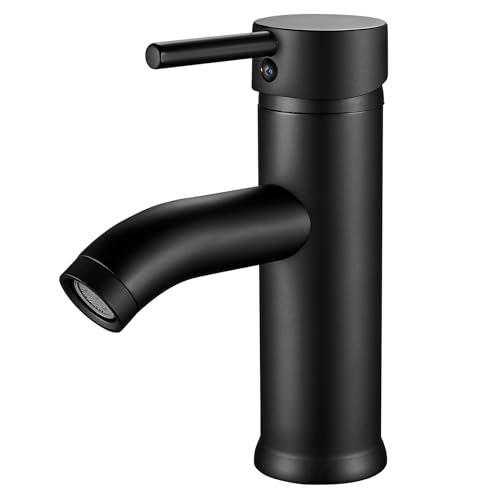 kisimixer Wasserhahn Bad Schwarz,waschtischarmaturen Einhandmischer,waschbecken armaturen mit Wasserhahnschlauch, Kaltes und Heißes Wasser Vorhanden von kisimixer