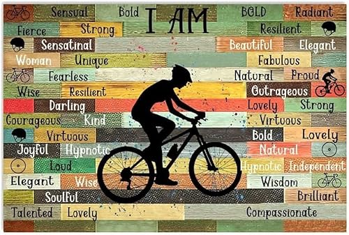 Aluminium-Blechschilder im Vintage-Stil, Aufschrift "I Am A Cycling Woman", schöne brillante Weisheit, mutig, elegant, für Bars, Clubs, Restaurants, Cafés, Pubs, Vintage-Wanddekoration, dekorativ, von kisoyo