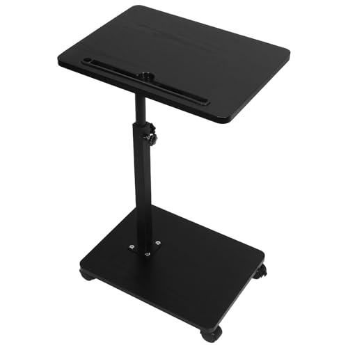 kiss me C-förmiger Beistelltisch, höhenverstellbar, 360° drehbar, mit Rollen, moderner kleiner Couchtisch für Wohnzimmer, Schlafzimmer, Balkon, Terrasse (mit Rollen, schwarz) von kiss me