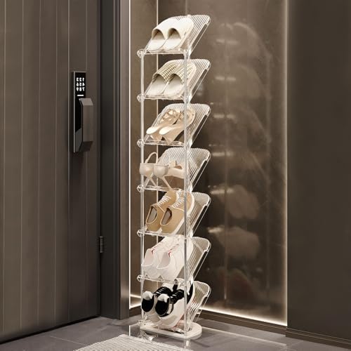 kiss me Schräg schmales Schuhregal, 5/6/7/8 Etagen, transparentes Schuhregal, klein, schmal, hoch, vertikales Schuhregal, Ständer, Organizer, Innenbereich, für Flur, Eingangsbereich, Ecke (weiß, 7 kiss me Schräg schmales Schuhregal, 5/6/7/8 Etagen, transparentes Schuhregal, klein, schmal, hoch, vertikales Schuhregal, Ständer, Organizer, Innenbereich, für Flur, Eingangsbereich, Ecke (weiß, 7 von kiss me
