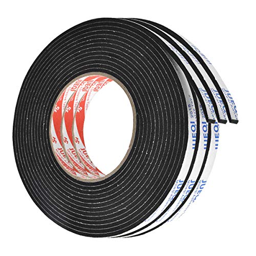 Kissral 3pcs Doppelseitiges Klebeband 10mm Breit*3mm Dick*5m Lang Schwamm Klebeband Schaumband Dichtband Selbstklebend Schwarz Dichtungsband Selbstklebend Tür für Türdichtungen Fensterdichtung Küche von kissral