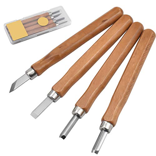 kissral Holz-schnitzwerkzeug Set 4 Stk Schnitzskulptur Holz-Schnitzmesser für Anfänger und Profis von kissral