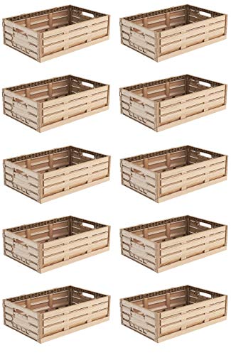 10x Faltbox im Holzdesign 60x40x16 * Klappbox für Obst, Gemüse * Obstkiste Gemüsekiste Holz Optik von kistenkind