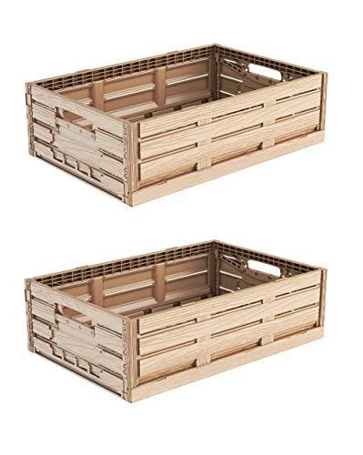 2x Faltbox im Holzdesign 60x40x16 * Klappbox für Obst, Gemüse * Obstkiste Gemüsekiste Holz Optik von kistenkind