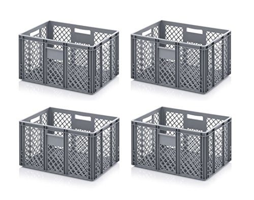 4x Bäckerkiste Cateringbox 60 x 40 x 32 durchbrochen inkl. gratis Zollstock 4er Set von kistenkind