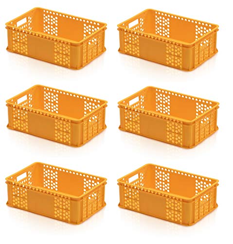 6x Bäckerkiste 60 x 40 x 20 gelb * Gemüsekiste durchbrochen Eurobehälter Süßwaren Bäcker von kistenkind