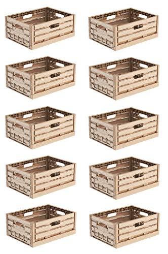 10x Faltbox im Holzdesign 40x30x16 * Klappbox für Obst, Gemüse * Obstkiste Gemüsekiste Holz Optik von kistenkind