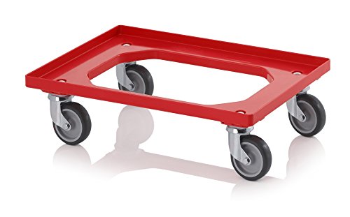 kistenkind Transportroller rot mit Gummrädern für 60x40 Eurobehälter inkl. gratis Zollstock von kistenkind