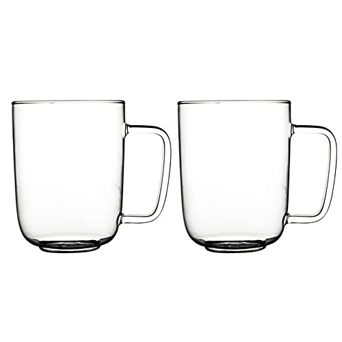Teegläser Kaffeegläser Heißgetränkegläser Henkelgläser, 2er Set, hochwertiges hitzebeständiges Borosilikatglas, je Glas ca. 400 ml, 1 Set von kitchenfun