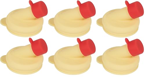 Kitchentoolz Ausgießer für Milchflaschen, 48 mm, Silikon, Stretch, 6 Stück (Gelb/Rot) von kitchentoolz