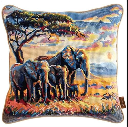Knüpfkissen Set Elefant Latch Hook Kissen Kit Knüpfteppich Knüpfpackung Set, Sofakissenbezug Handgemachte Geschenke,43cmX43cm Knüpfkissen Set Elefant Latch Hook Kissen Kit Knüpfteppich Knüpfpackung Set, Sofakissenbezug Handgemachte Geschenke,43cmX43cm von kitphoenix
