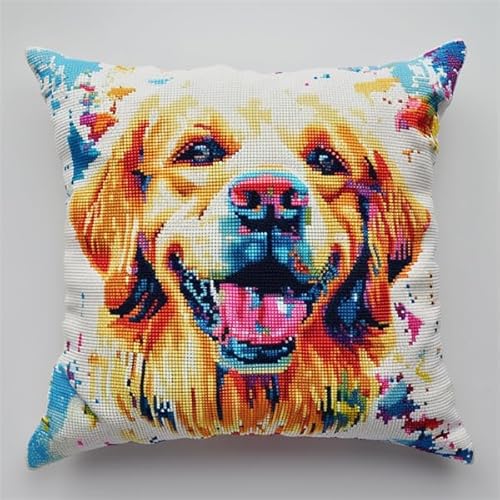 Knüpfkissen Zum Selber Knüpfen Knüpfen Set Knüpfteppiche Set Hund 3D Handgemachte Geschenke Knüpfteppich für Kinder und Erwachsene Knüpfset 43cm X 43cm von kitphoenix