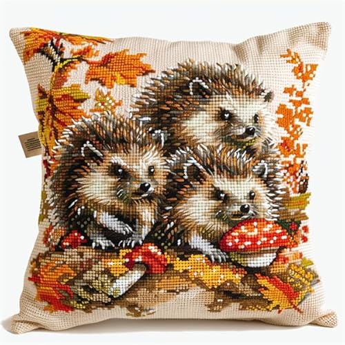 kitphoenix Knüpfkissen Zum Selber Knüpfen Knüpfen Set Knüpfteppiche Set Igel 3D Handgemachte Geschenke Knüpfteppich für Kinder und Erwachsene Knüpfset 43cm X 43cm von kitphoenix