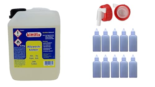 Kittifix Allzweckkleber 2,2 Kg mit Auslaufhahn und 10 leeren 80ml Flaschen Kittifix Allzweckkleber 2,2 Kg mit Auslaufhahn und 10 leeren 80ml Flaschen von kittifix