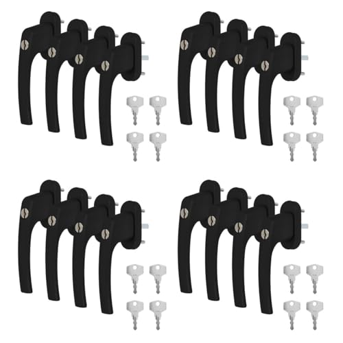 16 x Alu Fenstergriff in Schwarz RAL 9005 abschließbar - Stiftlänge 40mm von kj-vertrieb