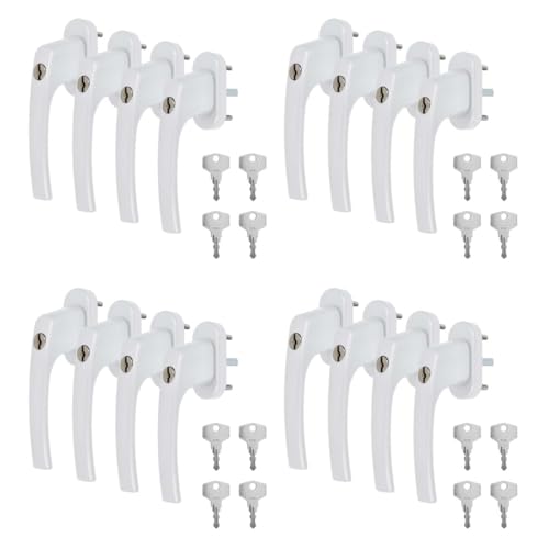 16 x Alu Fenstergriffe in Weiß abschließbar - Stiftlänge 30mm von kj-vertrieb