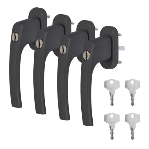 4 x Alu Fenstergriff in Grau RAL 7016 abschließbar - Stiftlänge 40mm von kj-vertrieb