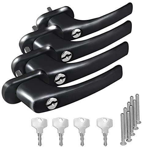 4 x Alu Fenstergriff in Schwarz RAL 9005 abschließbar - Stiftlänge 45mm 4 x Alu Fenstergriff in Schwarz RAL 9005 abschließbar - Stiftlänge 45mm von kj-vertrieb