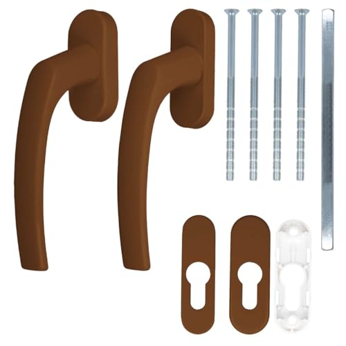 Alu Terrassentürgriff Balcony mit Rosetten, Farbe:Braun RAL 8008 Alu Terrassentürgriff Balcony mit Rosetten, Farbe:Braun RAL 8008 von kj-vertrieb