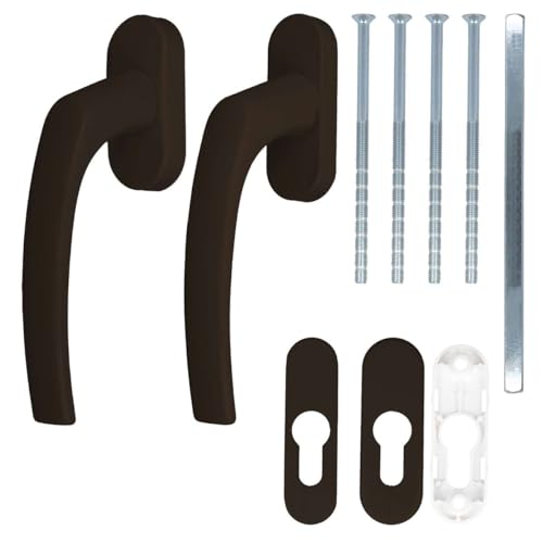 Alu Terrassentürgriff Balcony mit Rosetten, Farbe:Braun RAL 8019 Alu Terrassentürgriff Balcony mit Rosetten, Farbe:Braun RAL 8019 von kj-vertrieb