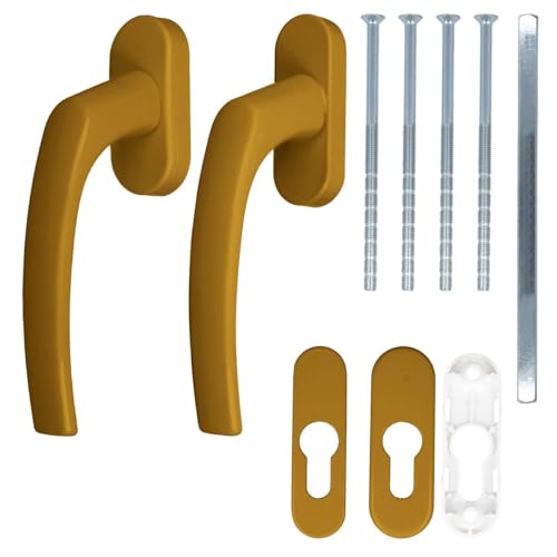 Alu Terrassentürgriff Balcony mit Rosetten, Farbe:Gold F4 Alu Terrassentürgriff Balcony mit Rosetten, Farbe:Gold F4 von kj-vertrieb