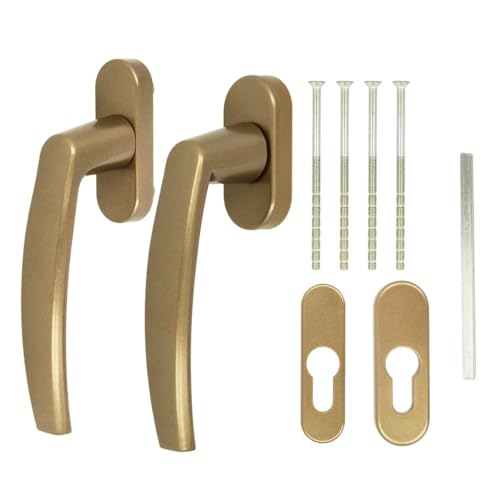 Alu Terrassentürgriff Paar mit Rosetten, Farbe:Gold F4 Alu Terrassentürgriff Paar mit Rosetten, Farbe:Gold F4 von kj-vertrieb