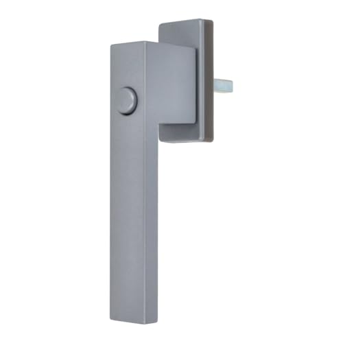 Design Aluminium Fenstergriff Dublin mit Druckknopf - pulverbeschichtet, Farbe:Silber F1, Stiftlänge:40mm von kj-vertrieb
