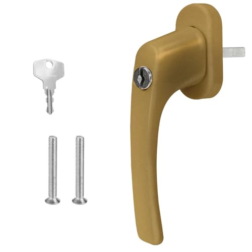 Premium Aluminium Fenstergriff Victory - abschließbar, Farbe:Gold F4, Stiftlänge:35mm von kj-vertrieb