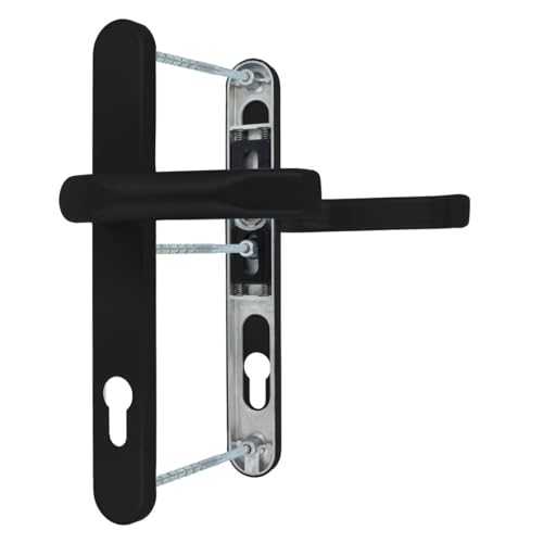 Premium Drückergarnitur Saturn DHS 92mm - Oval - Griff-Griff, Farbe:Schwarz RAL 9005, Schildbreite:32mm von kj-vertrieb