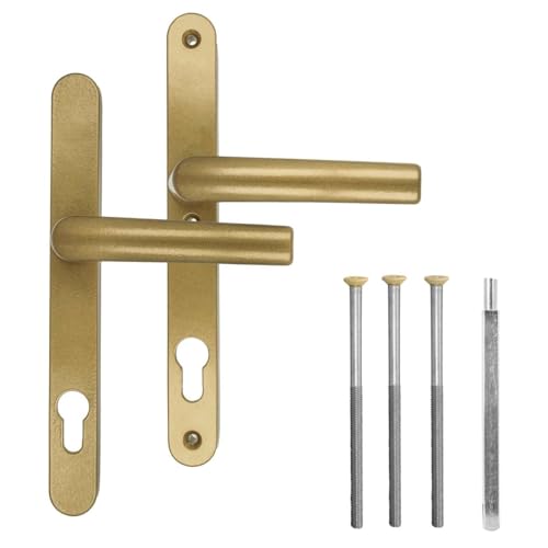 Türgriff/Türdrücker/Türklinke/Drückergarnitur DHS 92mm (Schildbreite 28mm) - Gold F4 von kj-vertrieb