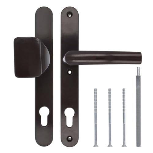 Türgriff/Türdrücker/Türklinke/Drückergarnitur DHS 92mm (Schildbreite 32mm) - Braun RAL 8019 - mit Knauf von kj-vertrieb