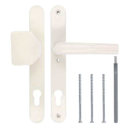 Türgriff/Türdrücker/Türklinke/Drückergarnitur DHS 92mm (Schildbreite 32mm) - Creme RAL 9001 - mit Knauf von kj-vertrieb