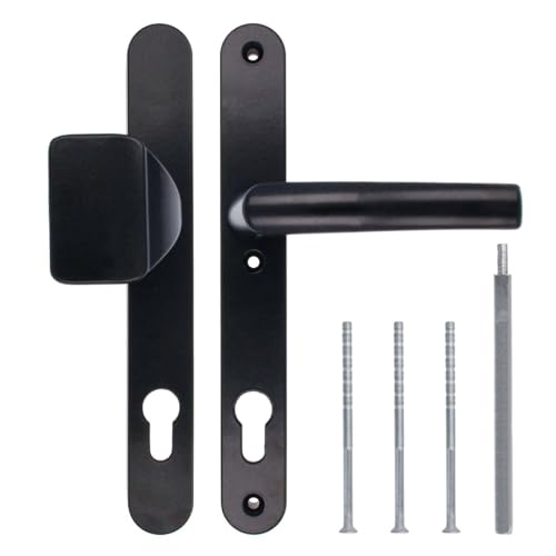 kj-vertrieb Türgriff/Türdrücker/Türklinke/Drückergarnitur DHS 92mm (Schildbreite 32mm) - Schwarz RAL 9005 - mit Knauf von kj-vertrieb