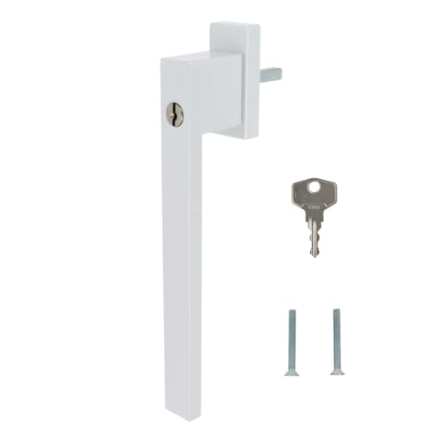 Design Aluminium Terrassentürgriff Dublin PSK abschließbar - pulverbeschichtet, Farbe:Weiß RAL 9016 (matt), Stiftlänge:40mm von kj-vertrieb