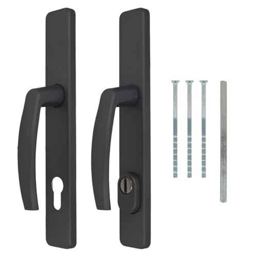 kj-vertrieb Premium Drückergarnitur Victory DHS 92mm - Rechteckig - Griff-Griff - mit Zylinderschutz, Farbe:Grau RAL 7016 (matt), Schildbreite:36mm von kj-vertrieb
