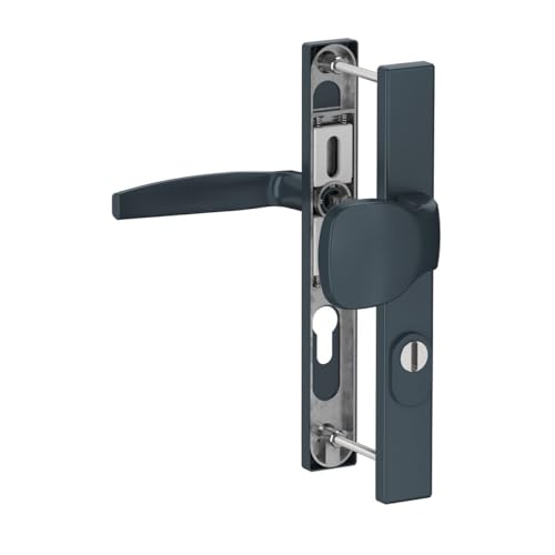 kj-vertrieb Premium Drückergarnitur Victory DHS 92mm - Rechteckig - Griff-Knauf - mit Zylinderschutz, Farbe:Grau RAL 7016 (matt), Schildbreite:36mm von kj-vertrieb