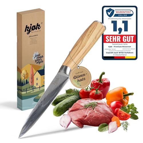 kjøk Premium Kochmesser Allzweckmesser 13cm Olivenholzgriff Härte 58±2 HRC Japanmesser-Style hochwertiges profi Küchenmesser mit Holzgriff universal allzweck Messer klein scharfe Klinge Gemüsemesser kjøk Premium Kochmesser Allzweckmesser 13cm Olivenholzgriff Härte 58±2 HRC Japanmesser-Style hochwertiges profi Küchenmesser mit Holzgriff universal allzweck Messer klein scharfe Klinge Gemüsemesser von kjøk