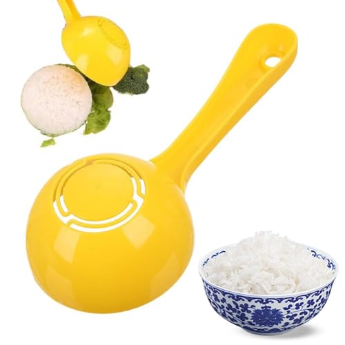 Halbrunde Reislöffel-Silikonform, gelbe Reispaddel-Schaufelform für Reisbällchen, antihaftbeschichtet, für Zuhause, Küche, Servierlöffel für Reis, Sushi, Reis- und Kartoffelheber von kkiuop