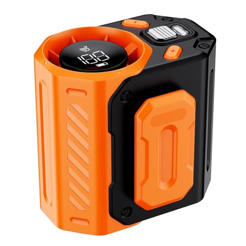 kkiuop Tragbarer Taillenventilator mit Licht, 100 Geschwindigkeiten, leistungsstarker tragbarer Ventilator, wiederaufladbar mit 6000 mAh, Typ-C von kkiuop