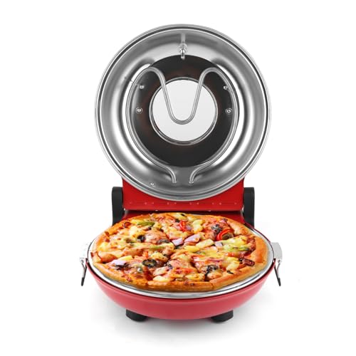 KLAIF Elektrischer Pizzaofen für die Arbeitsplatte mit 31 cm Keramikstein, zwei einstellbare Temperaturregler, inklusive 4 Pizzawerkzeugen, LMC-Rot KLAIF Elektrischer Pizzaofen für die Arbeitsplatte mit 31 cm Keramikstein, zwei einstellbare Temperaturregler, inklusive 4 Pizzawerkzeugen, LMC-Rot von klaif
