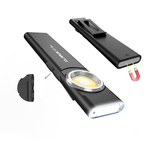 KLARUS E5 Plus Ultraflache EDC-Taschenlampe mit Doppelschalter und dreifachem Licht, 650 Lumen Arbeitsleuchte, wiederaufladbar über USB-C, ultraportabel mit Magnetfuß und Taschenclip von klarus