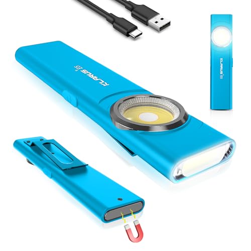 klarus E5 USB C Wiederaufladbare Klein Taschenlampe,COB-Arbeitsleuchte, 600 Lumen, flache Mini Taschenlampe mit Magnetfuß und Schnallenclip. Geeignet für Wartung, Camping, Wandern, Notfall usw von klarus